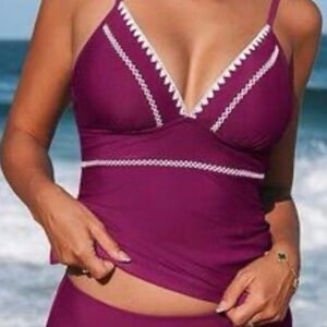 Purple Tankini Swim Top by Cupshe
